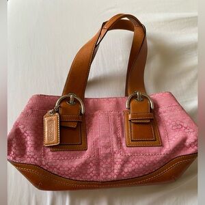 Coach Pink & Tan Shoulder Bag